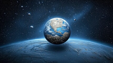 Wall Mural - celestial orb earth-like planet in deep space