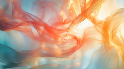 Poster - Colorful flowing fabrics create an ethereal background in soft hues