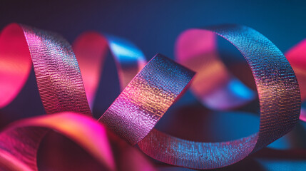 Poster - Colorful ribbons swirl in vibrant light creating a festive atmosphere during a celebration