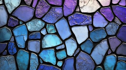 Sticker - Abstract Colorful Stone Mosaic Pattern Deep Blues Purples. AI Generated