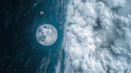 Wall Mural - celestial divide moon, clouds, and cosmic ocean