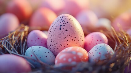 Pastel eggs nest sunrise spring holiday