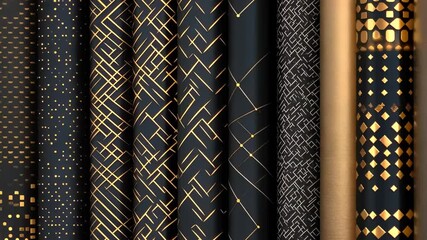 Poster - Elegant patterns inspire creative designs in black and gold at a modern art showcase in the city. Generative AI