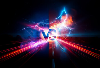 Poster - A dynamic visual of blue lightning and red fire clashing in a high-speed showdown, creating an energetic and intense battle scene.