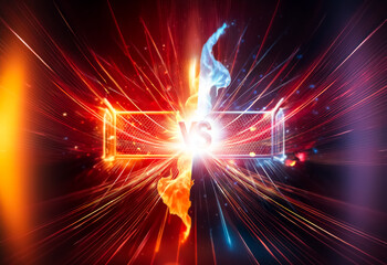 Aufkleber - A vibrant display of opposing hot and cold energy colliding at a central point. Sparks radiate outwards, creating a dynamic versus theme with intense visual impact.