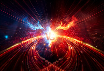 Leinwandbilder - energetic abstract background depicting a versus concept. dynamic streams of blue and red energy col