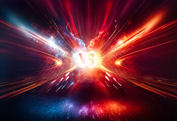 Leinwandbilder - dynamic abstract background featuring vibrant red and blue light rays bursting from a central point.