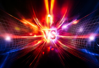 Leinwandbilder - dynamic background with bright red and blue light streaks converging on a central 