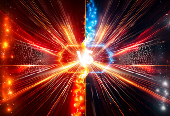 Leinwandbilder - dynamic abstract background with opposing energy fields colliding. vibrant red and orange clash agai
