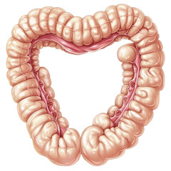 Poster - Anatomical illustration of human large intestine, showcasing its structure and curves. This detailed representation highlights complexity of digestive system