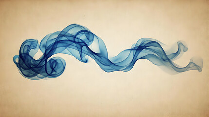 Poster - Blue smoke swirls, beige background, abstract art, design element