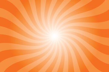 Aufkleber - Abstract orange background with rays retro starburst rays. Hot orange sunburst background vector illustration pattern beam rays. Spiral radial striped backdrop. Vector illustration.