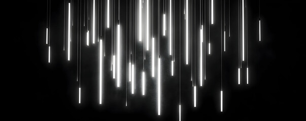 Wall Mural - Light streaks fall, dark background. Abstract design