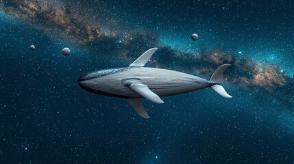 Wall Mural - whale-shaped spaceship soaring through the milky way galaxy