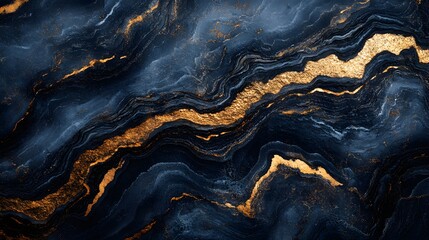 Poster - Stunning abstract art featuring a blue and gold marble texture. Ideal for luxurious backgrounds and designs. Grained stone detailed texture background. Abstract Blue and Gold Marble stone Texture