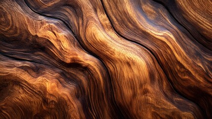 Poster - Stunning close-up of wood's intricate grain. Rich brown and dark tones create a captivating texture. Grained wood surface detailed texture background. Intricate Wood Grain Texture