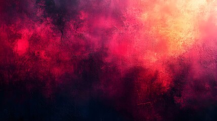 Aufkleber - A vibrant abstract painting showcasing a gradient of deep crimson to fiery orange hues, creating a dynamic and visually striking composition. Grainy canvas surface texture detail.