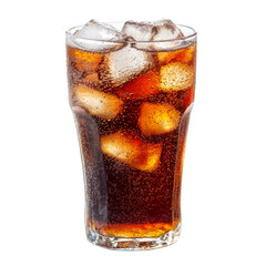 Poster - Refreshing glass of with ice cubes, showcasing bubbles and condensation. Perfect for hot days or gatherings