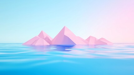 Poster - Vibrant Low-Poly Textured Landscape, a colorful digital rendering showcasing geometric shapes and bold hues, creating a whimsical and stylized terrain in a playful artistic style.