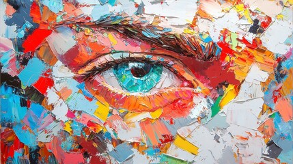 Poster - vibrant mosaic canvas art, a colorful artwork showcasing intricate patterns and textures, blending v