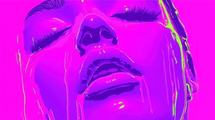 Poster - vibrant neon retro art, a vivid digital landscape infused with bright neon colors and a nostalgic 16