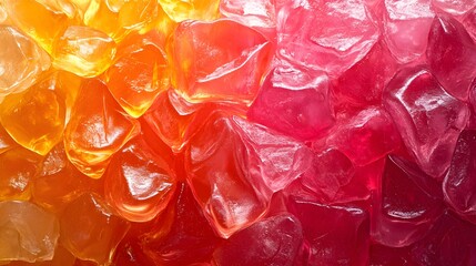 Poster - Close-up view of translucent gems in a vibrant orange and red gradient. The image showcases a beautiful texture and color transition. Gummy resin detailed texture background