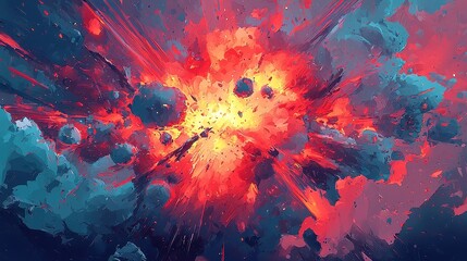 Poster - Vibrant Color Eruptions, a dynamic display of swirling hues and patterns, capturing the essence of abstract expressionism through energetic brushstrokes and vivid contrasts