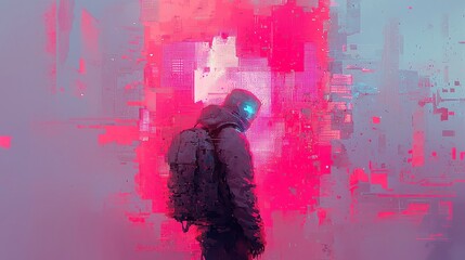 Poster - Pixelated mural style, vibrant splashes of color, abstract patterns, modern art influence, dynamic textures, creative expression, urban aesthetic, contemporary visual impact
