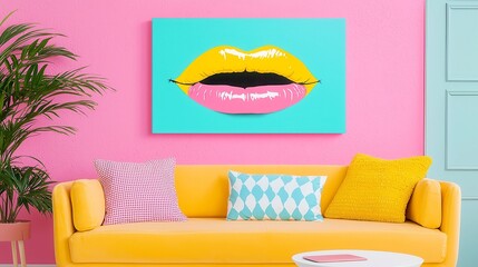 Poster - Colorful retro canvas art, vibrant brush strokes, nostalgic design, bold colors blending seamlessly, evoking a sense of warmth and charm, perfect for enhancing any living space
