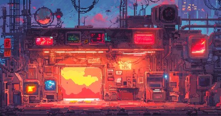 Poster - Vibrant Pixel Art, a dynamic composition showcasing intricate pixel brushwork, blending color and form to create a visually engaging digital masterpiece.