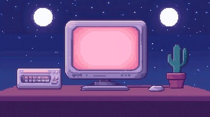 Poster - Retro pixel artwork, vibrant colors, nostalgic design, intricate patterns, reminiscent of classic video games, perfect for adding a touch of nostalgia to any space.