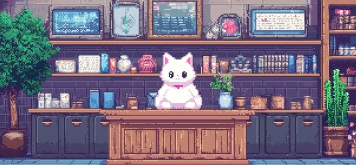 Poster - Retro pixel artwork, vibrant colors, nostalgic design, intricate patterns, reminiscent of classic video games, perfect for adding a touch of nostalgia to any space.