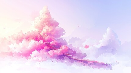 Poster - Vibrant watercolor pixel pattern, featuring a harmonious blend of soft hues and intricate textures, evoking a sense of fluidity and artistic expression in digital design.