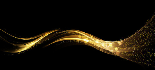 Aufkleber - Abstract shiny color Gold wave design element
