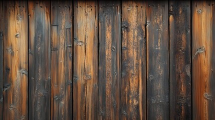 Aufkleber - Aged wooden wall texture. Dark brown vertical planks showing varied tones and texture. Perfect background for design. Macro detail. Rustic Weathered Wooden Wall Texture