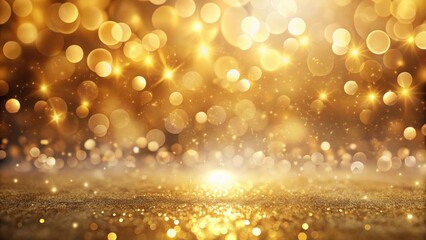 Wall Mural - golden sparkle background shimmering glittering lights and bokeh effect
