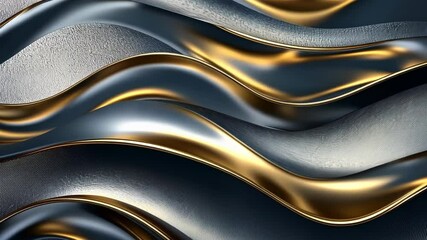 Poster - Elegant waves of metallic texture create a stunning visual composition in a modern art display. Generative AI