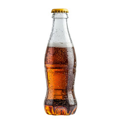 Poster - Refreshing glass bottle filled with carbonated beverage, showcasing condensation and bubbles. Perfect for summer enjoyment or social gatherings