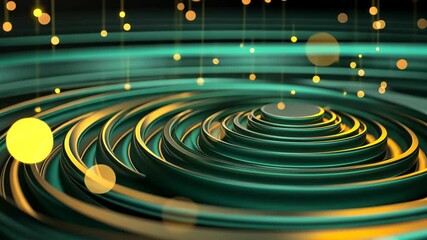Poster - Explore mesmerizing ripples of light and color in an enchanting abstract landscape of flowing patterns and vibrant orbs. Generative AI