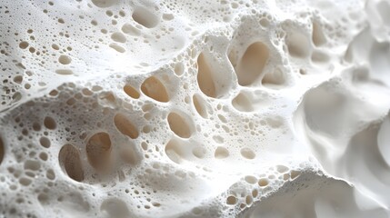 Poster - Close-up view of a porous white material. Abstract texture with various holes and bubbles. Detailed macro shot. Macro detail of Knobby plastic surface background. Abstract White Textured Surface
