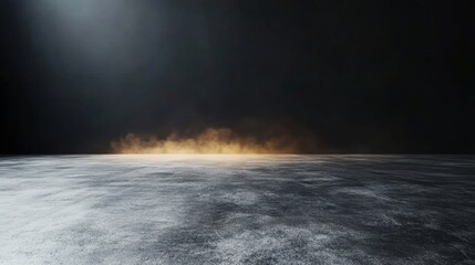 Poster - Abstract dark room with spotlight illuminating concrete floor in minimalistic setting