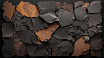 Poster - Abstract textured background of black and brown wall with metal pieces and film texture details