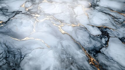 Poster - Stunning abstract marble texture with gold accents, ideal for luxury design backgrounds. The image showcases a high-resolution view of the marble's intricate patterns. Macro detail. Elegant Marble