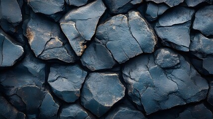 Poster - Close-up image of dark blue, rough stone texture. Ideal for background. Macro detail. Dark Blue Matte Rocky Texture: A Deep Dive into Rugged Stone