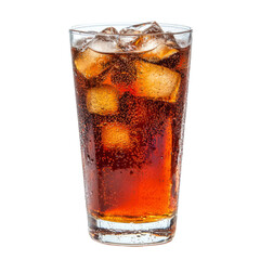 Poster - Refreshing cold drink with ice cubes, fizzy bubbles, and rich brown color. Perfect for hot days or social gatherings