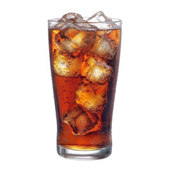 Poster - Refreshing glass of with ice cubes, perfect for hot day. Enjoy fizzy bubbles and chilled sensation