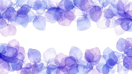 Wall Mural - Soft purple petals gently frame white space creating serene floral border. AI Generated