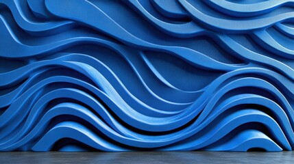 Aufkleber - Blue wall with wave pattern abstract background for corporate or news release presentations