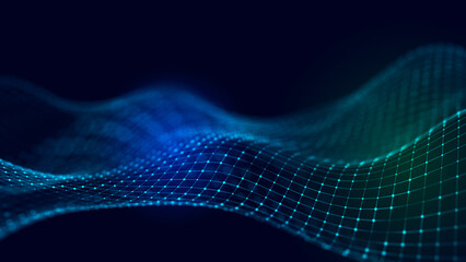 Fototapete - Abstract wave of musical sounds. Smooth information transfer. 3D rendering.