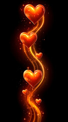 Wall Mural - Glowing hearts, dark background, love, Valentine's